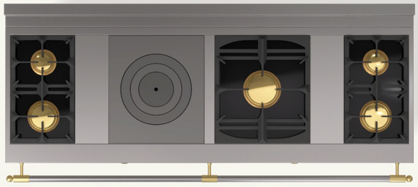 (N1) 2 Gas Burners (small at the back), 1 Gas French Top, 1 Maxi Gas Burner, 2 Gas Burners (small at the back)