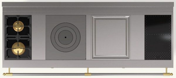 (N2) 2 Gas Burners (small at the back), 1 Gas French Top, 1 Large Electric Teppanyaki, 2 Gas Burners (small at the back)