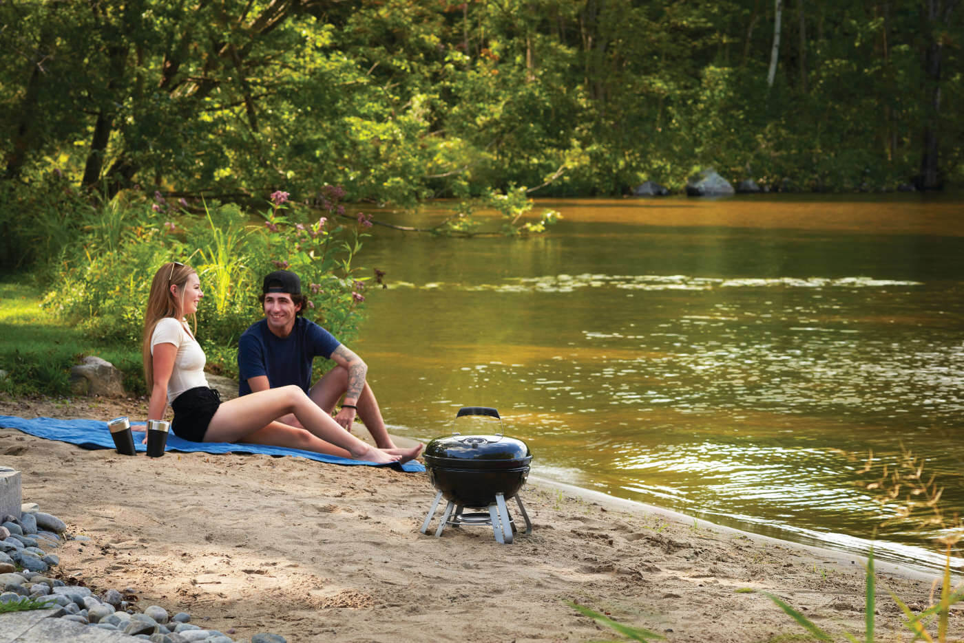 Premium 14 Charcoal Portable Kettle | 14 Inch Portable Charcoal Grill | Dual Basket | Air Vents | Outdoor Portable BBQ UK | Caterbitz