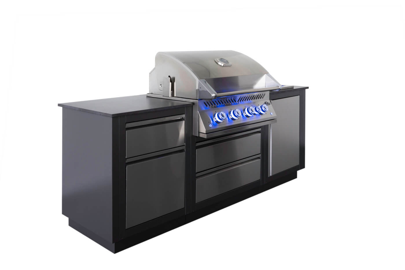 OASIS 105 Outdoor Kitchen | 700 Series 32 Grill | Modular Island Kit | Infrared Side Burner | Matte Black Cabinets | Caterbitz UK