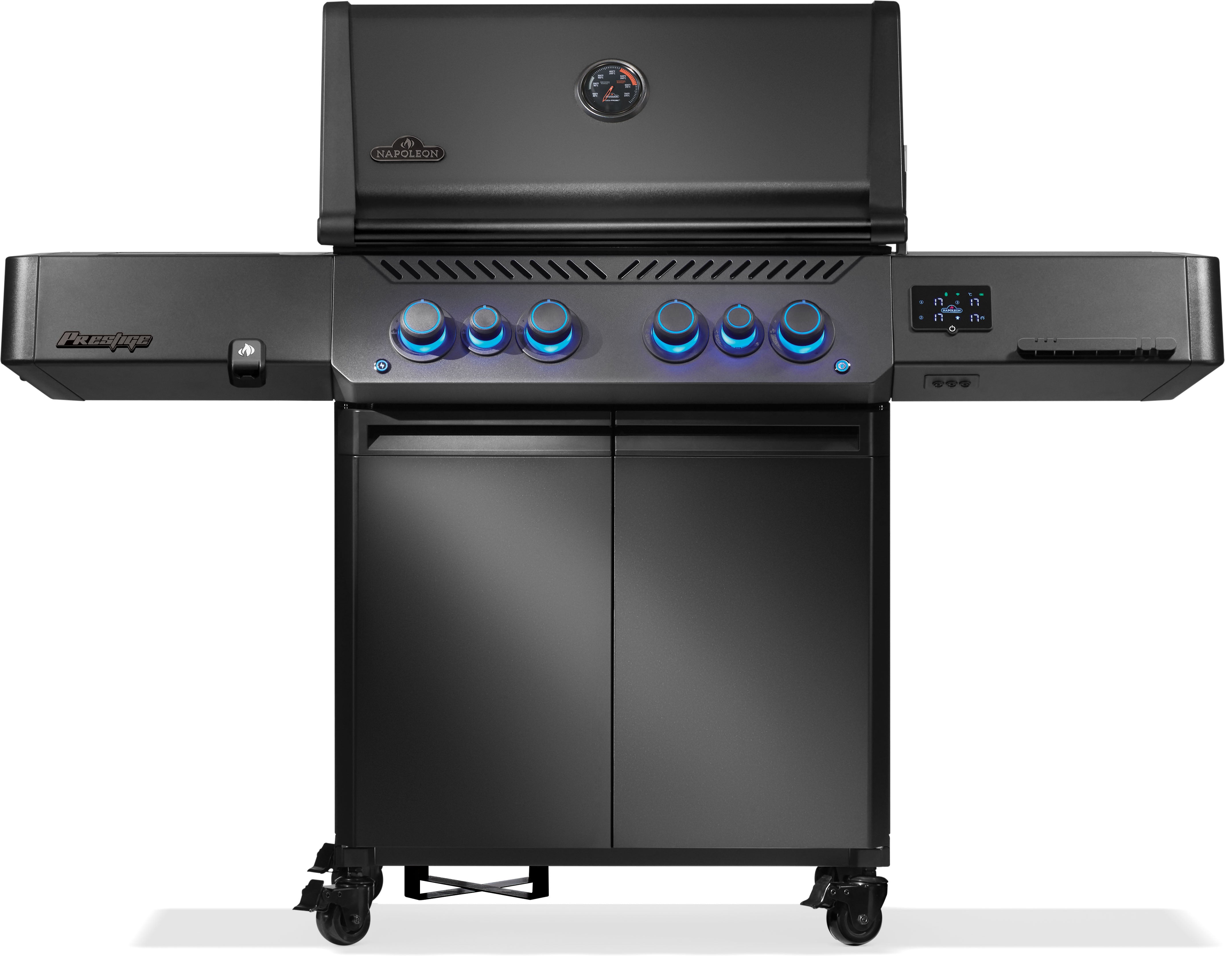 Phantom Prestige 500 Connected RSIB Grill | Matt Black Smart BBQ | Cast Stainless Steel Grids | Infrared Side Burner | Napoleon Grill UK | Caterbitz
