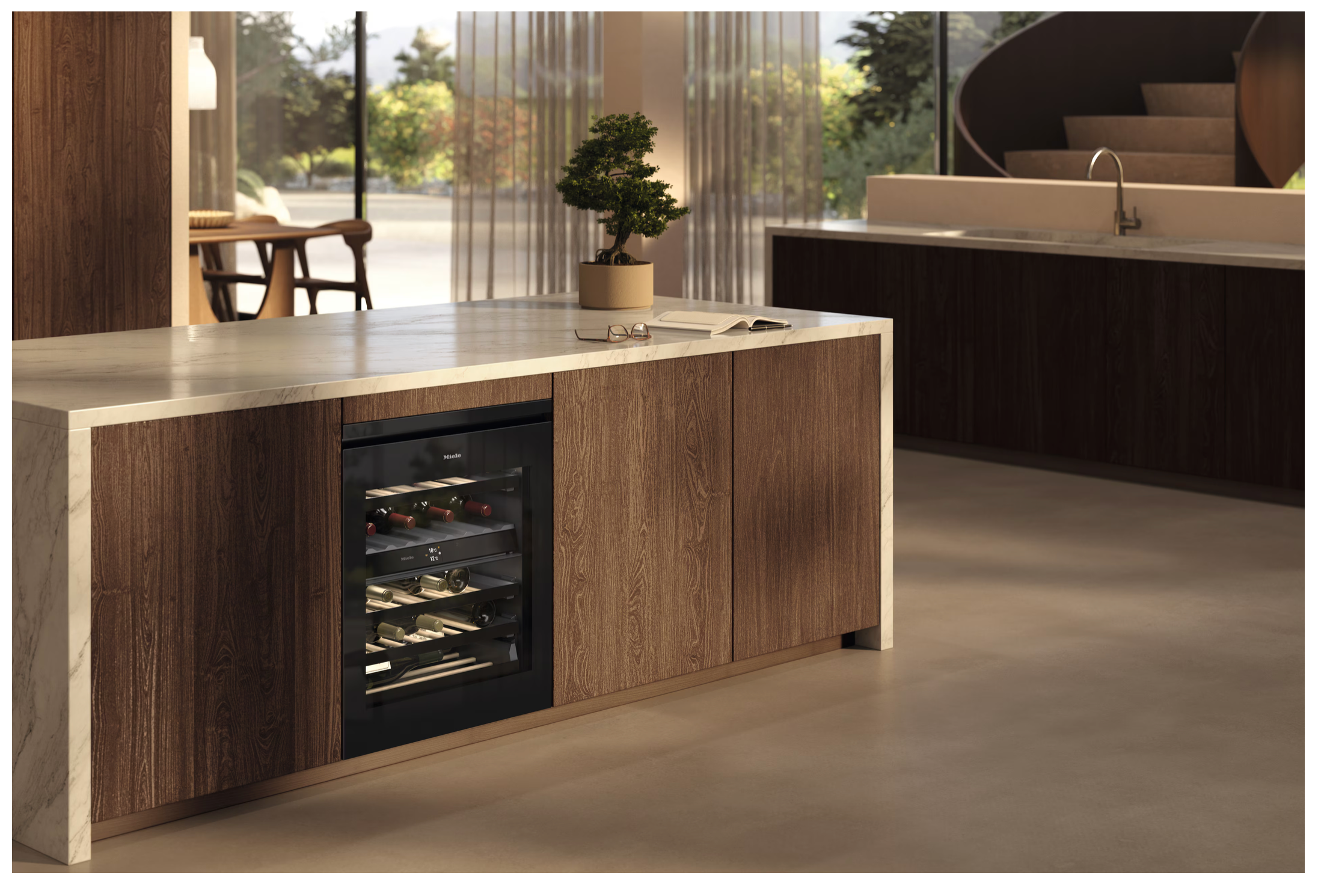 Miele Built-under wine conditioning unit Platinum KWTUS 7074 F Obsidian Black glass
