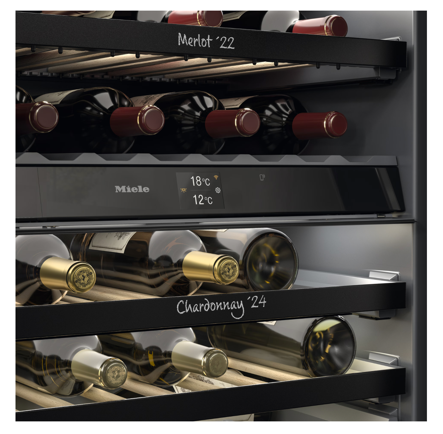 Miele Built-under wine conditioning unit Diamond KWTUS 7096 E Obsidian Black glass