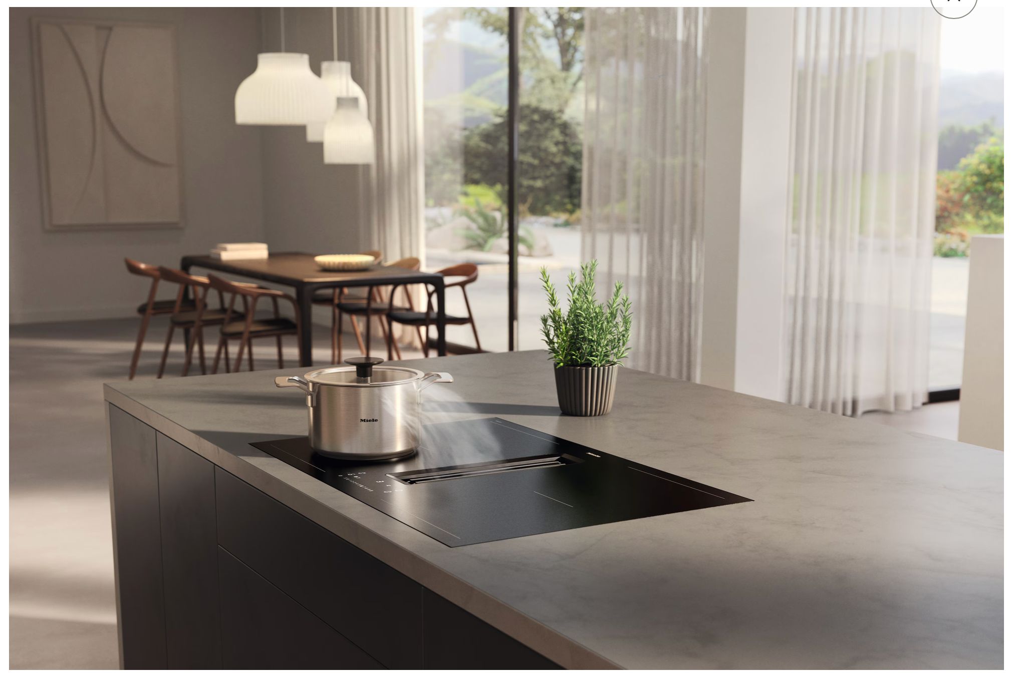 Miele Induction hob with vapour extraction - KMDA 7876-1 FL MattFinish