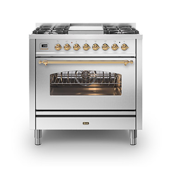 ILVE Milano 90cm Fry Top Dual Fuel Range Cooker - P09F-NE3