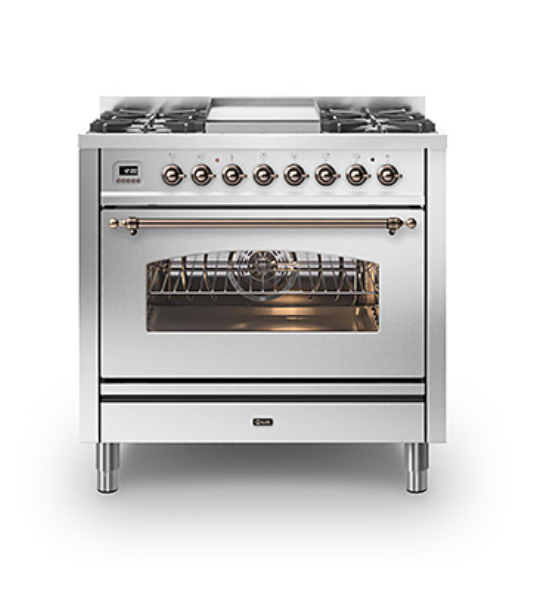ILVE Milano 90cm Fry Top Dual Fuel Range Cooker - P09F-NE3