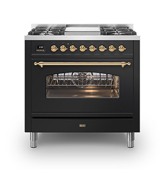 ILVE Milano 90cm Fry Top Dual Fuel Range Cooker - P09F-NE3