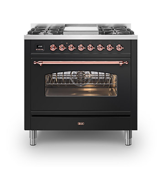ILVE Milano 90cm Fry Top Dual Fuel Range Cooker - P09F-NE3