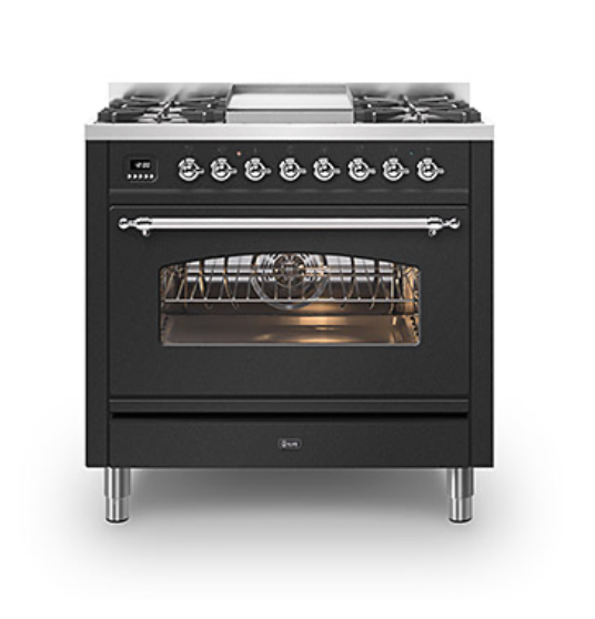 ILVE Milano 90cm Fry Top Dual Fuel Range Cooker - P09F-NE3