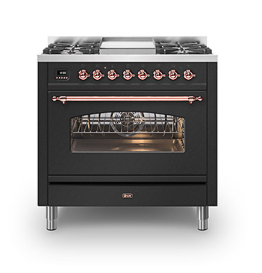 ILVE Milano 90cm Fry Top Dual Fuel Range Cooker - P09F-NE3