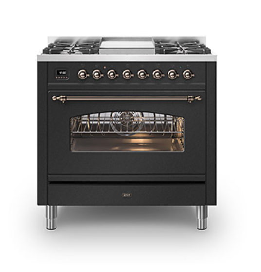 ILVE Milano 90cm Fry Top Dual Fuel Range Cooker - P09F-NE3