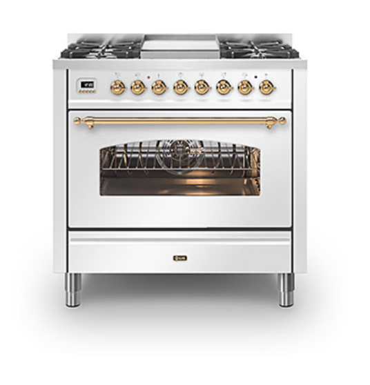 ILVE Milano 90cm Fry Top Dual Fuel Range Cooker - P09F-NE3