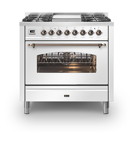 ILVE Milano 90cm Fry Top Dual Fuel Range Cooker - P09F-NE3