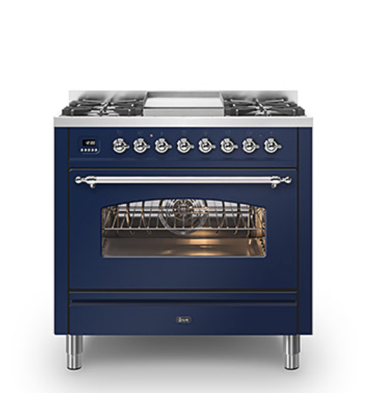 ILVE Milano 90cm Fry Top Dual Fuel Range Cooker - P09F-NE3