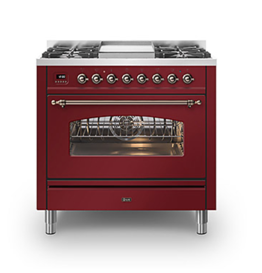 ILVE Milano 90cm Fry Top Dual Fuel Range Cooker - P09F-NE3