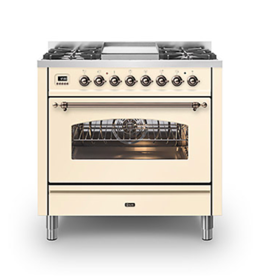 ILVE Milano 90cm Fry Top Dual Fuel Range Cooker - P09F-NE3