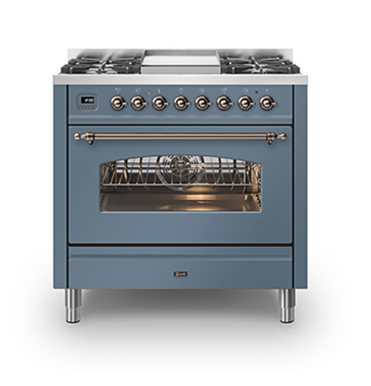 ILVE Milano 90cm Fry Top Dual Fuel Range Cooker - P09F-NE3
