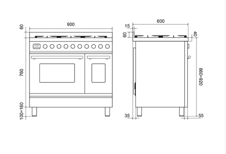 ILVE Roma  90cm Twin Induction Double Oven Range Cooker - PDI096WE3
