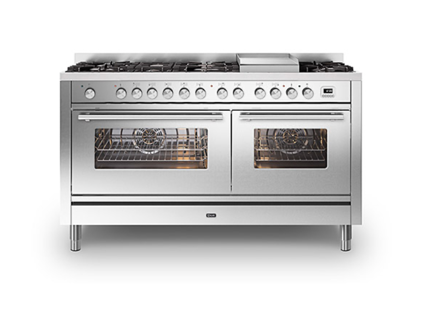 ILVE Roma 150cm Fry Top Double Dual Fuel Range Cooker - P15FWE3