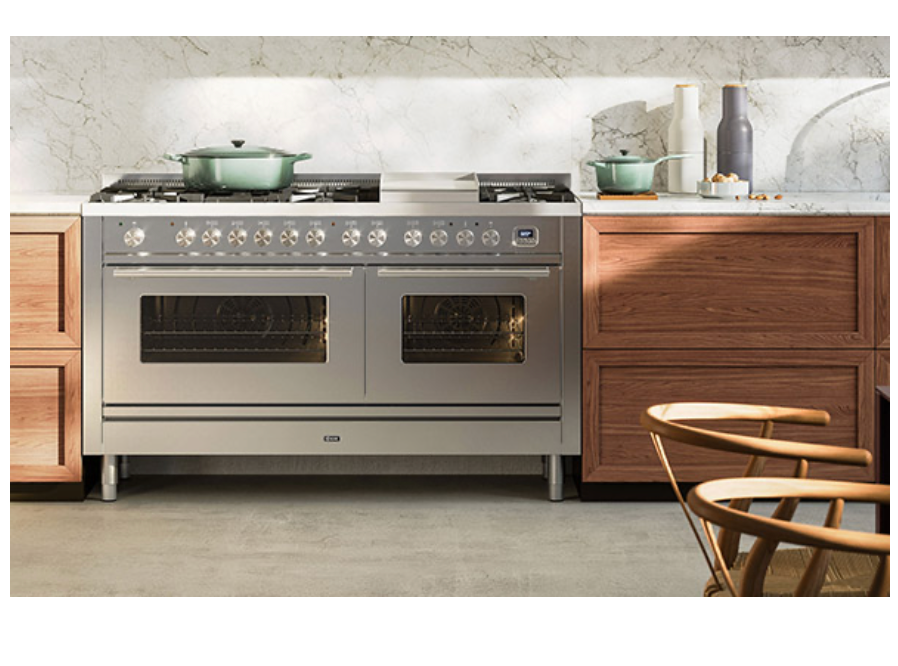 ILVE Roma 150cm Fry Top Double Dual Fuel Range Cooker - P15FWE3