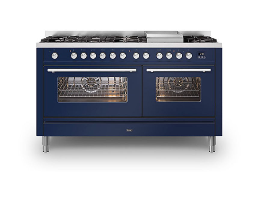 ILVE Roma 150cm Fry Top Double Dual Fuel Range Cooker - P15FWE3