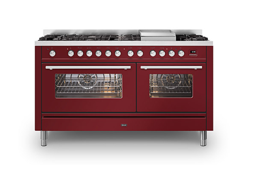 ILVE Roma 150cm Fry Top Double Dual Fuel Range Cooker - P15FWE3