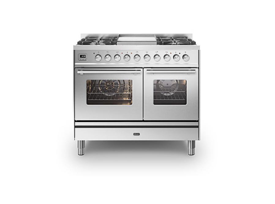 ILVE Roma 100cm Fry Top Double Dual Fuel Range Cooker - PD10FWE3