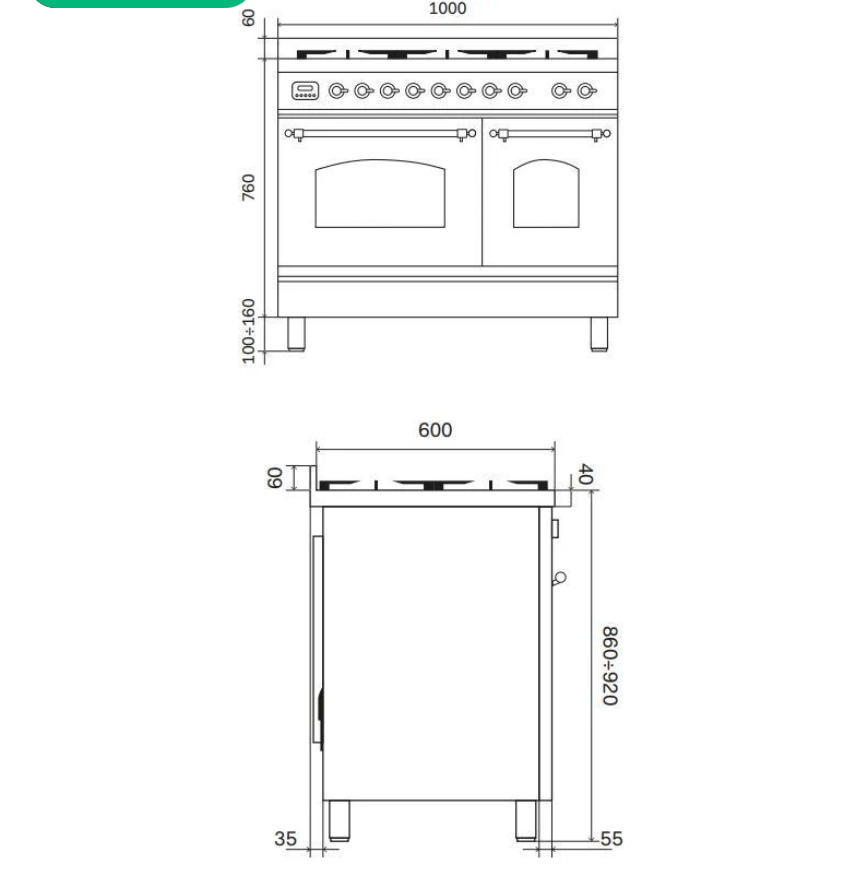 Ilve Roma 90cm Wide Dual Fuel Range Cooker - PD09IWE3