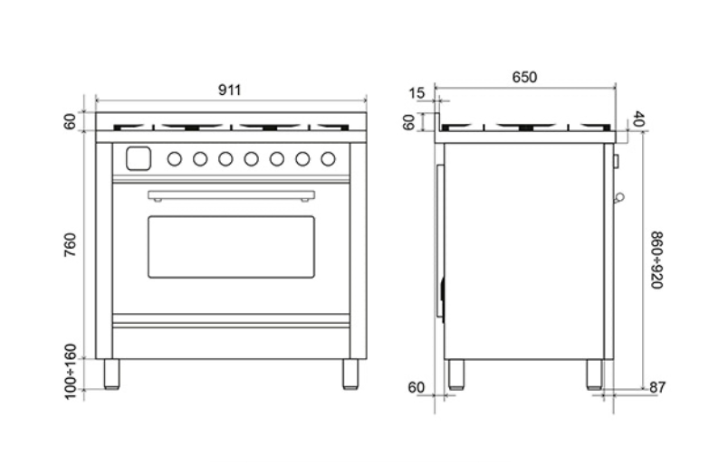 ILVE Roma 90 Single TFT Pyro 6-Burner Range Cooker - P36FDDWSY