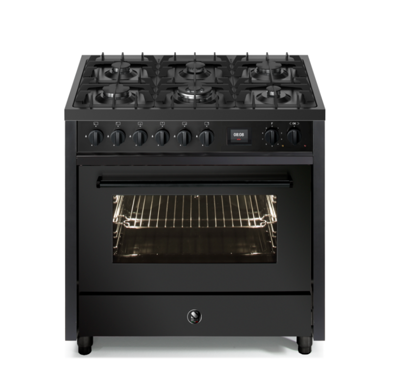 Steel Cucine Enfasi 90cm Single Oven Range Cooker - All Black - EQ9F-6 NF