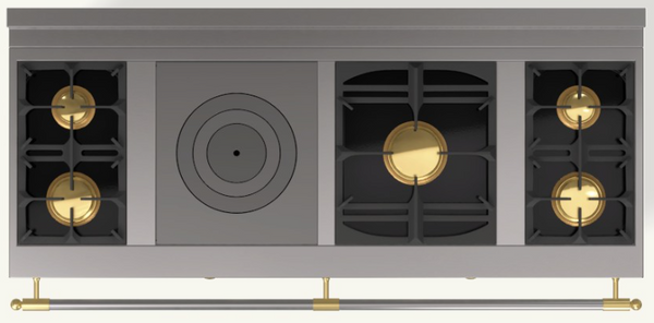  (L1) 2 Gas Burners, 1 Large Simmering Plate (French Top), 1 Maxi Burner, 2 Gas Burners