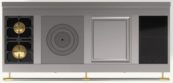  (L2) 2 Gas Burners, 1 Large Simmering Plate (French Top), 1 Large Electric Teppanyaki, 2 Induction Modules