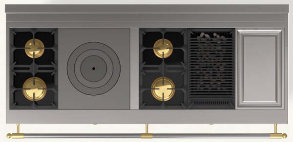 (L5) 2 Gas Burners, 1 Large Simmering Plate (French Top), 2 Gas Burners, 1 Gas Stone Grill, 1 Small Electric Teppanyaki