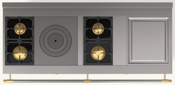 (L9) 2 Gas Burners, 1 Large Simmering Plate (French Top), 1 Gas Burner, 1 Gas Stone Grill, 1 Large Electric Teppanyaki