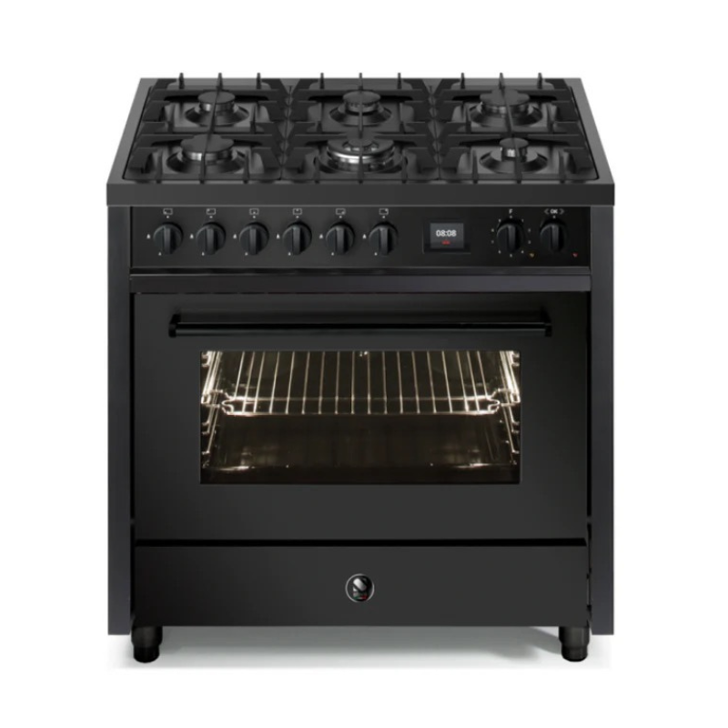 Steel Cucine Enfasi 90cm Single Oven Range Cooker - All Black - EQ9F-6 NF