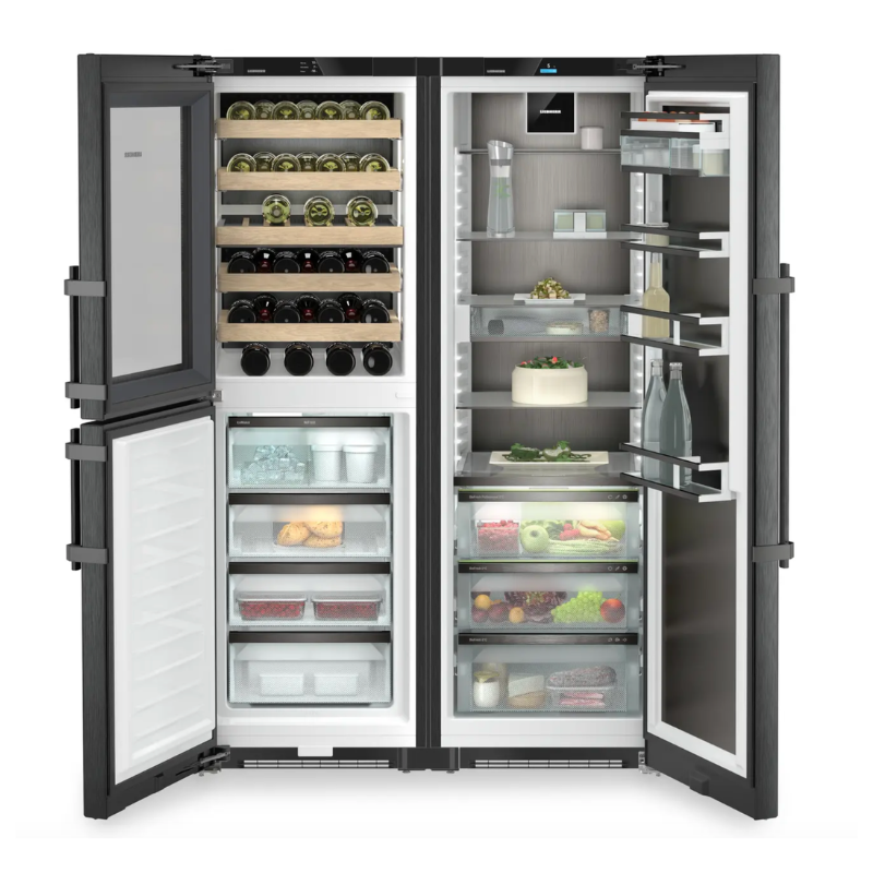 Liebherr Peak XRCbs5295  Black Steel/Glass Door Freestanding Side-By-Side Fridge-Freezer