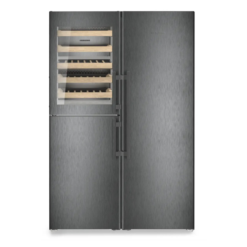 Liebherr Peak XRCbs5295  Black Steel/Glass Door Freestanding Side-By-Side Fridge-Freezer