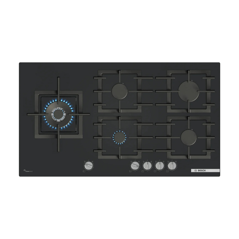 Bosch Series 6 Gas hob 90 cm Tempered glass, Black - PPM9A6I40