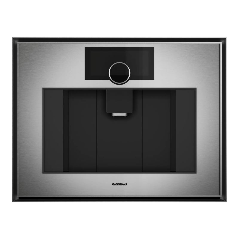 Gaggenau Expressive series fully automatic coffee machine 60 x 45 cm stainless steel behind smoked glass