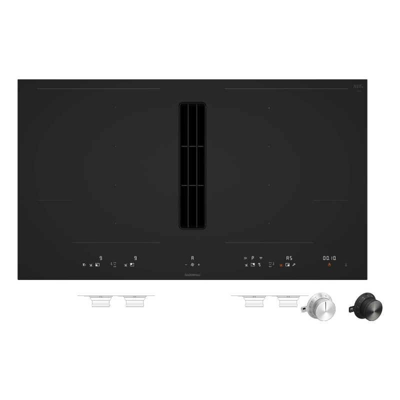Gaggenau 400 series Flex induction cooktop with integrated ventilation system 90 cm matte finish