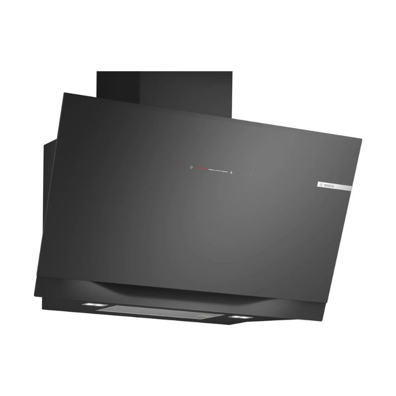 Bosch Series 8 Wall-mounted cooker hood 90 cm clear glass black printed, Black - DWK91LT60B
