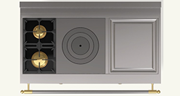 (E5) 2 Gas Burners (small burner at the back), 1 Plaque "French Top", 1 Large Electric Teppanyaki
