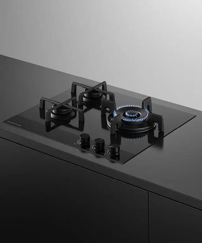 Fisher & Paykel Series 9 CG603DLPGB4 600mm Wide 'Gas on Glass' 3 Burner, Minimal Style