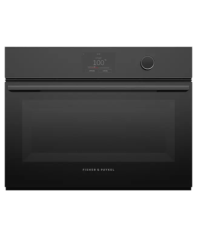 Fisher & Paykel Series 9 OS60NMTDB1 Compact Combination Steam Oven 55L, 23 Function, 5" Touchscreen + Dial, Minimal (Black Glass), WiFi, compatible with SmartHQ App