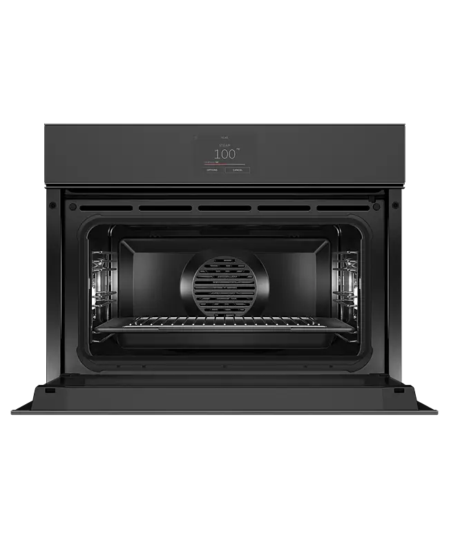 Fisher & Paykel Series 9 OS60NMTNB1 Compact Combination Steam Oven 55L, 23 Function, 5" Touchscreen, Minimal (Black Glass), WiFi, compatible with SmartHQ App - Handle-less & No Dial Design (Auto open / close Door)