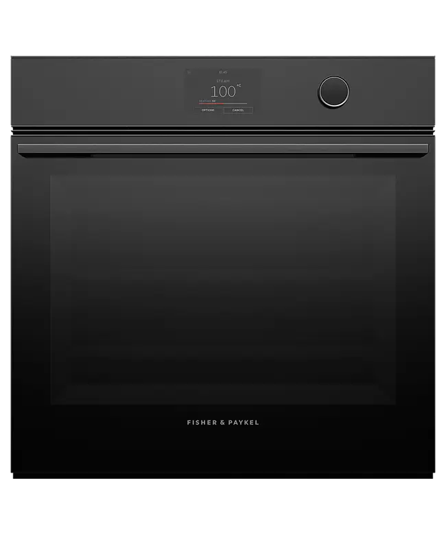Fisher & Paykel Series 11 OS60SMTDB1 Built-in Combination Steam Oven Single 600mm 72L, 23 Function, 5" Touchscreen + Dial, Minimal (Black Glass), 100mm Fascia, WiFi, compatible with SmartHQ App