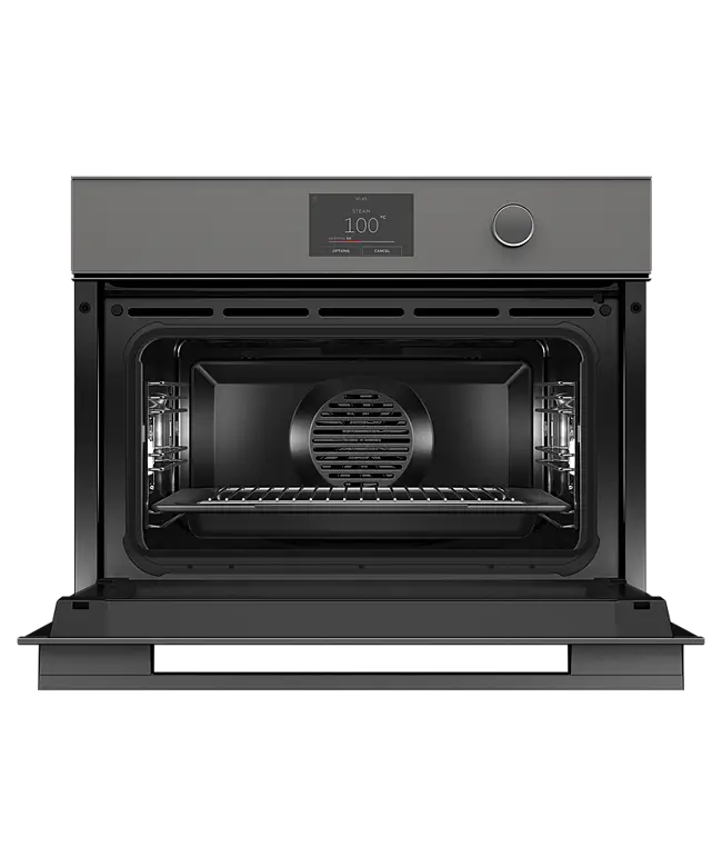 Fisher & Paykel Series 9 OS60NMTDG1 Compact Combination Steam Oven 55L, 23 Function, 5" Touchscreen + Dial, Minimal (Grey Glass), WiFi, compatible with SmartHQ App
