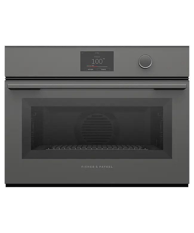 Fisher & Paykel Series 9 OS60NMTDG1 Compact Combination Steam Oven 55L, 23 Function, 5" Touchscreen + Dial, Minimal (Grey Glass), WiFi, compatible with SmartHQ App