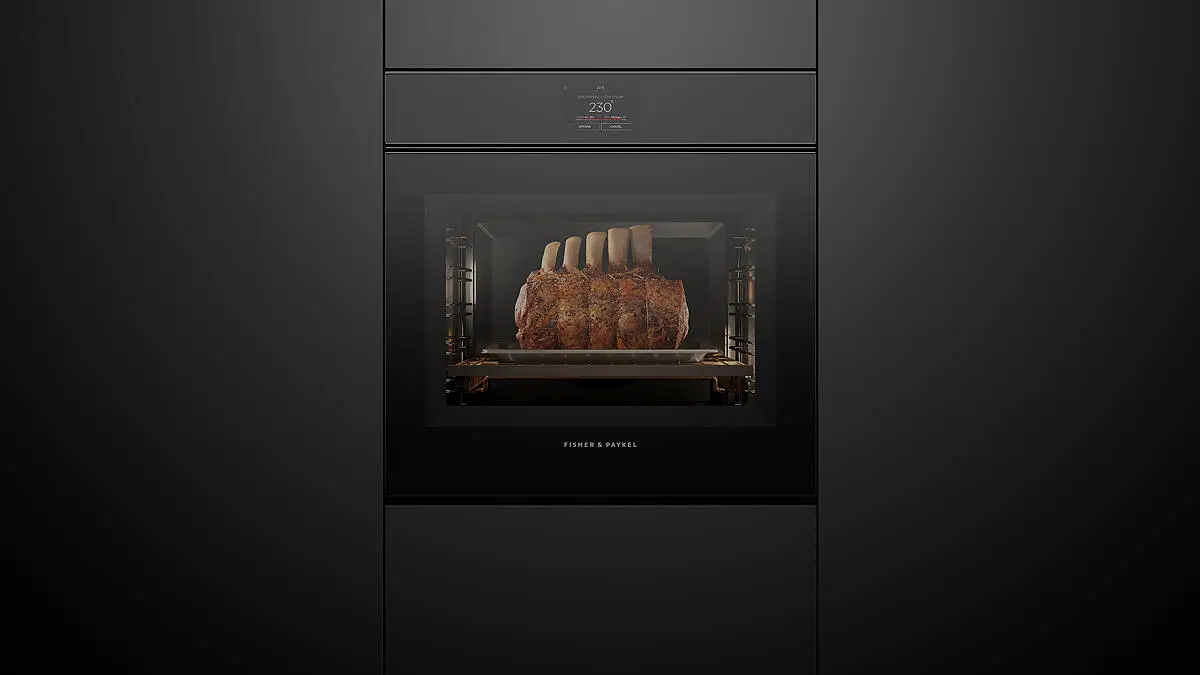 Fisher & Paykel Series 11 OS60SMTNB1 Built-in Combination Steam Oven Single 600mm 72L, 23 Function, 5" Touchscreen, Minimal (Black Glass), 100mm Fascia, WiFi, compatible with SmartHQ App - Handle-less & No Dial Design (Auto open / close Door)