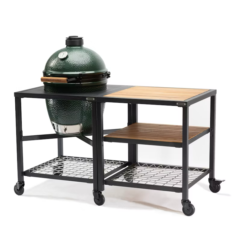 Big Green Egg Modular Nest + Expansion Frame + Acacia Shelves